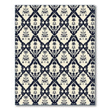 Black Floral Lattice Damask Area Rug