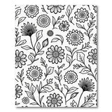 Black White Floral Outline Area Rug