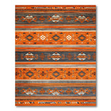 Southwestern Tribal Geometric Washable Area Rug - Terracotta Orange & Black