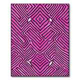 Vibrant Pink Black Geometric Maze Rug