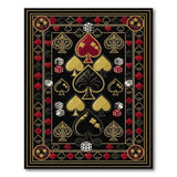 Black Gold Poker Cards Dice Area Rug