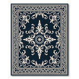 Ornate Black White Floral Medallion Area Rug