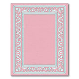 Blush Pink Ornate Scroll Border Area Rug