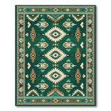 Blue and Teal Teal Southwestern Geometric Area Rug