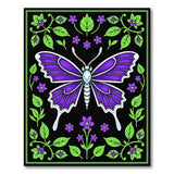 Purple Purple Butterfly Floral Area Rug