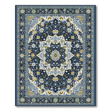 Navy Persian Medallion Area Rug with Gold Accents