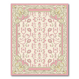 Pink Gold Floral Ornate Area Rug