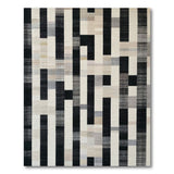 Modern Geometric Stripe Area Rug Black White Gray