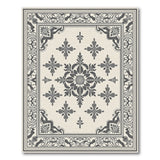 Ornate Black White Persian Medallion Black and White Rug