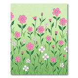 Whimsical Pink Meadow Floral Area Rug