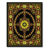Traditional Persian Ornate Black Gold Persian Medallion Rug