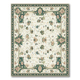 Multi-color and Patterns Ivory Persian Floral Area Rug with Green Border