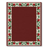 Vintage Red Poppy Floral Border Rug