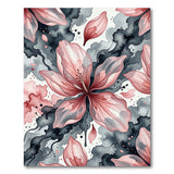 Pink Hibiscus Ink Splash Area Rug