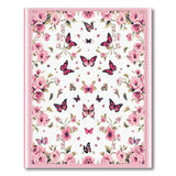 Vintage Pink Roses Butterflies Area Rug