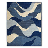 Modern Blue Wave Geometric Geometric Modern Area Rug