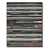 Bold Geometric Stripe Area Rug Black Grey Red