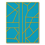 Teal Yellow Geometric Abstract Area Rug