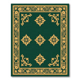 Emerald Green Persian Area Rug with Ornate Gold Borders