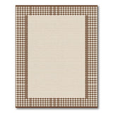 Beige Area Rug with Brown Diamond Border