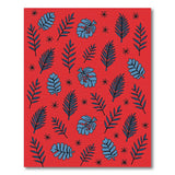 Vibrant Red Blue Leaf Star Pattern Area Rug