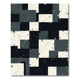 Geometric Modern Distressed Black White Geometric Area Rug