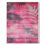Pink Palm Frond Distressed Vintage Area Rug