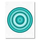 Teal Concentric Circles Round Area Rug