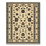 Beige Black Floral Traditional Persian Rug