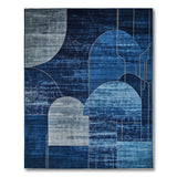 Blue Abstract Arch Geometric Area Rug