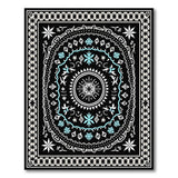 Teal-Accented Black Persian Medallion Rug