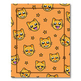 Playful Cartoon Cat Faces Stars Orange Rug