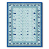 Teal Fish Motif Coastal Area Rug