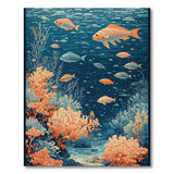 Washable Blue Ocean Coral Reef & Fish Area Rug
