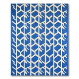 Blue and Teal Blue White Geometric Lattice Area Rug