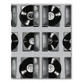 Retro Vinyl Records Black White Area Rug