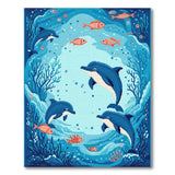 Playful Dolphins Ocean Blue Teal Area Rug