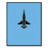 Pixelated Fighter Jet Silhouette Blue Area Rug