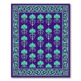 Purple Teal Art Nouveau Floral Area Rug