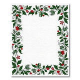 Ornate Green Holly Leaf Red Berry Border Rug