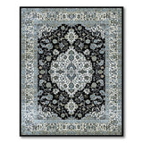Elegant Black Persian Area Rug with Floral Medallion