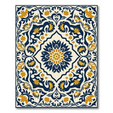 Navy and Gold Floral Medallion Persian Rug
