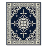 Traditional Persian Blue and Teal Navy Blue Traditional Persian Medallion Rug