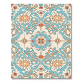 Teal Floral Ornate Medallion Area Rug