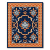 Navy Blue Orange Persian Medallion Area Rug