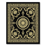 Gold and Silver Ornate Gold on Black Persian Area Rug