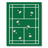 Green Badminton Court Area Rug with Shuttlecocks