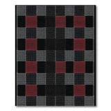 Red Black Dotted Grid Geometric Area Rug
