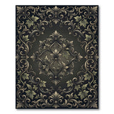 Ornate Gold Ivy Leaf Area Rug on Black