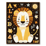 Cute Cartoon Lion Kids Area Rug with Stars Letters